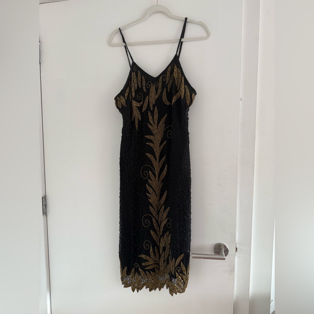 Vintage Black and Gold Beaded Dress